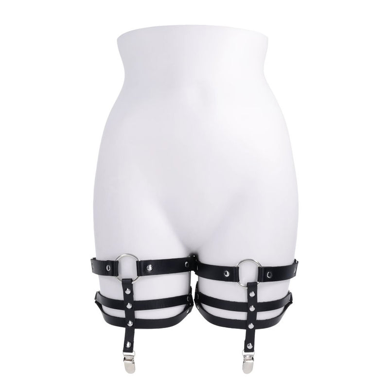 S&M Shadow Garters - Black Leg Garters