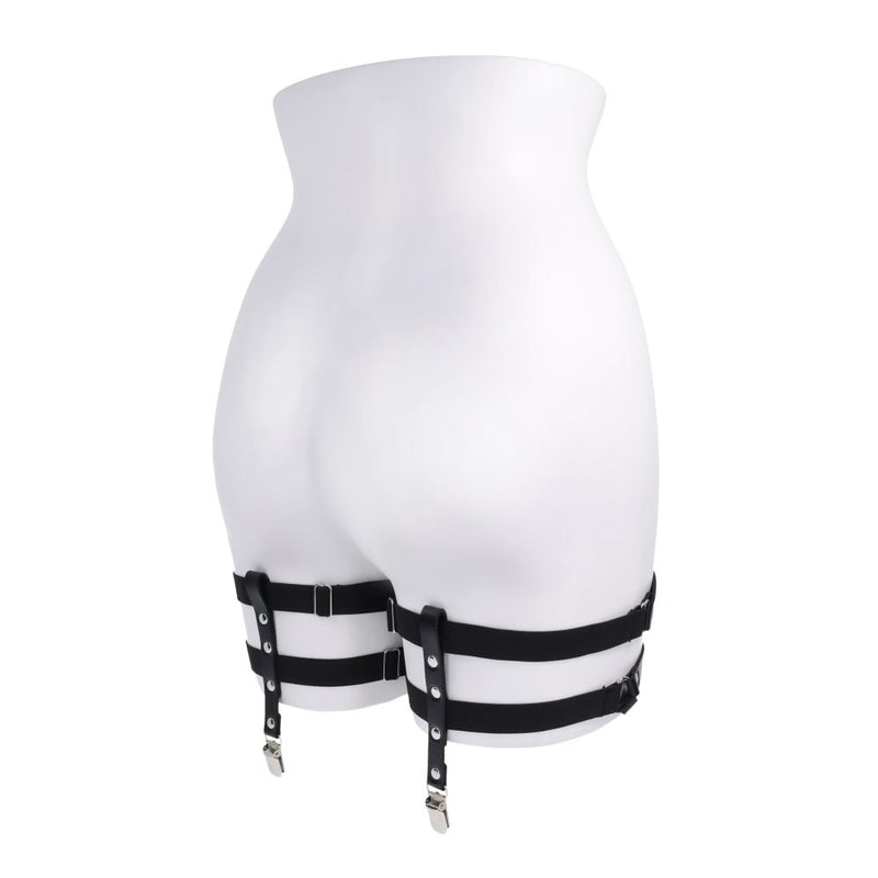 S&M Shadow Garters - Black Leg Garters