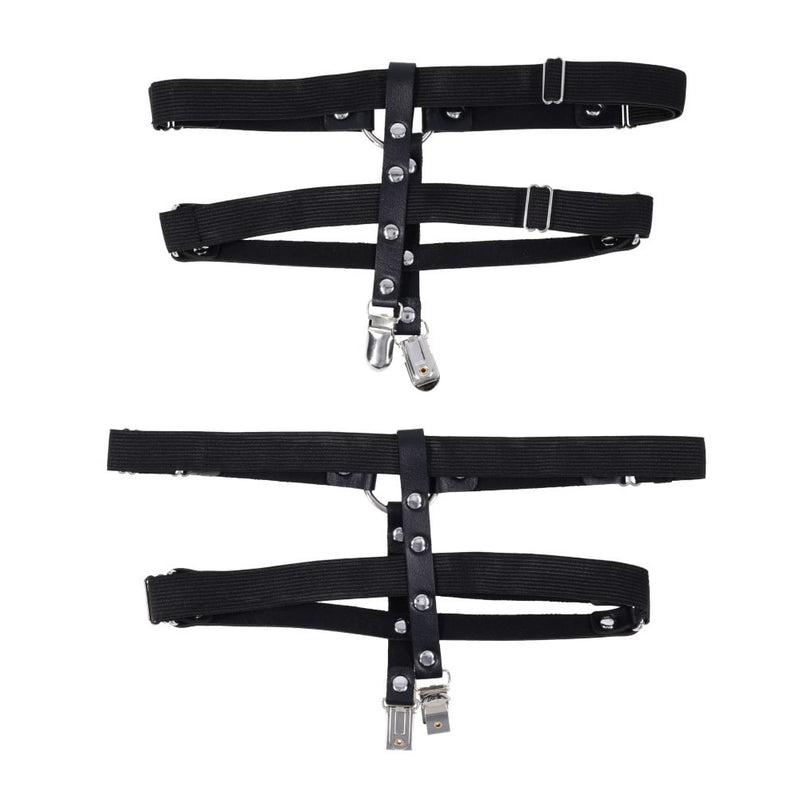S&M Shadow Garters - Black Leg Garters
