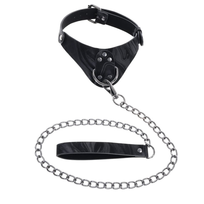 SPORTSHEETS Velvet Noir Collar & Leash - Black Restraint & Leash