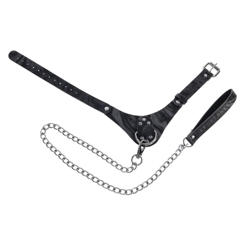 SPORTSHEETS Velvet Noir Collar & Leash - Black Restraint & Leash