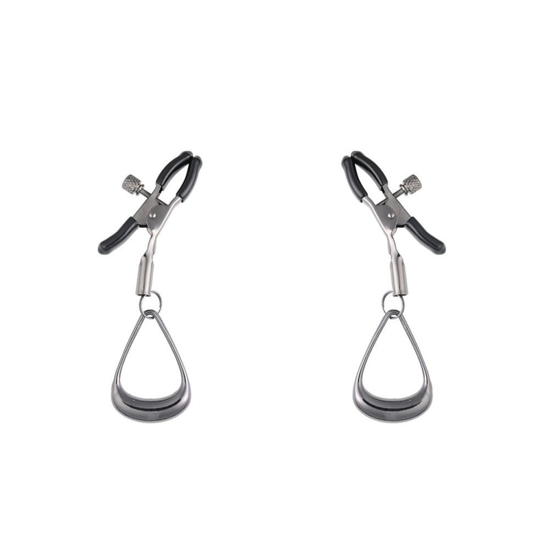 SPORTSHEETS Velvet Noir Tuggable Nipple Clamps - Gunmetal Adjustable Nipple Restraints