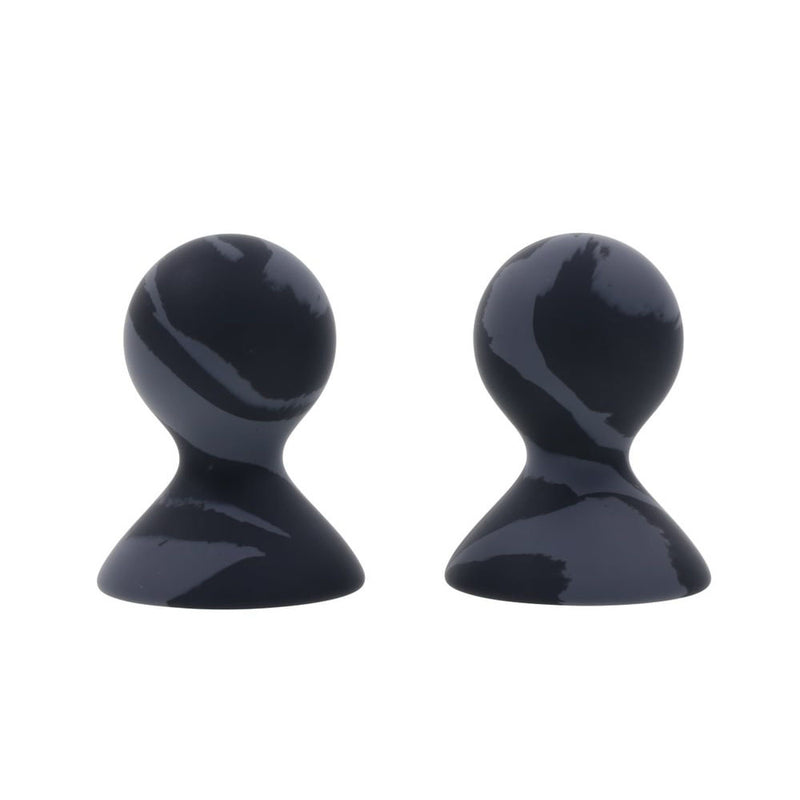 SPORTSHEETS Velvet Noir Silicone Nipple Suckers - Black/Grey Nipple Suckers - Set of 2