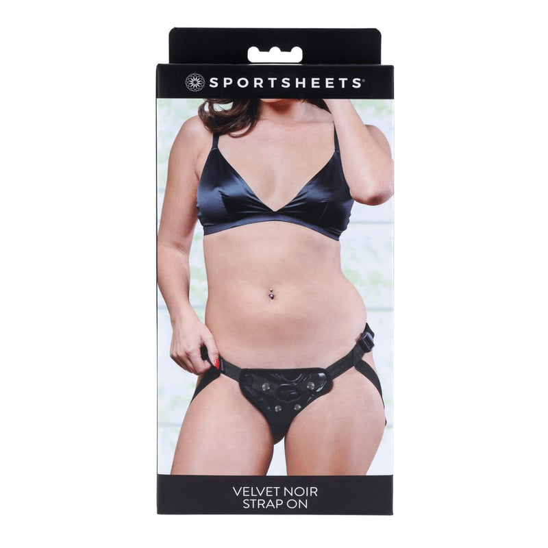 SPORTSHEETS Velvet Noir Strap On - Black Adjustable Strap-On Harness (No Probe Included)