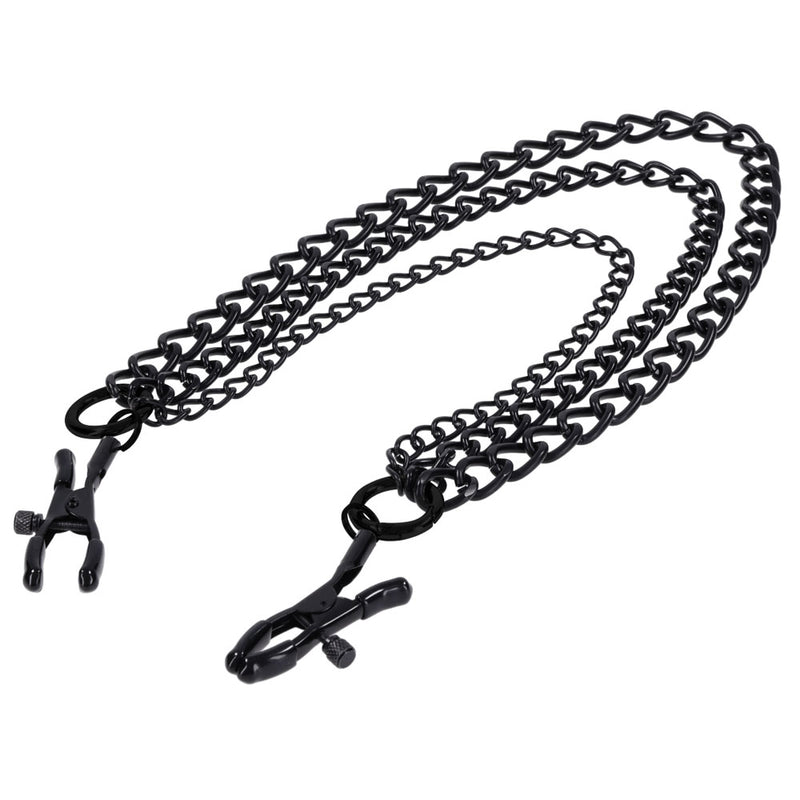 SPORTSHEETS Signature Midnight Muse exCHAINgeable Nipple Jewelry - Black Nipple Clamps with Chain