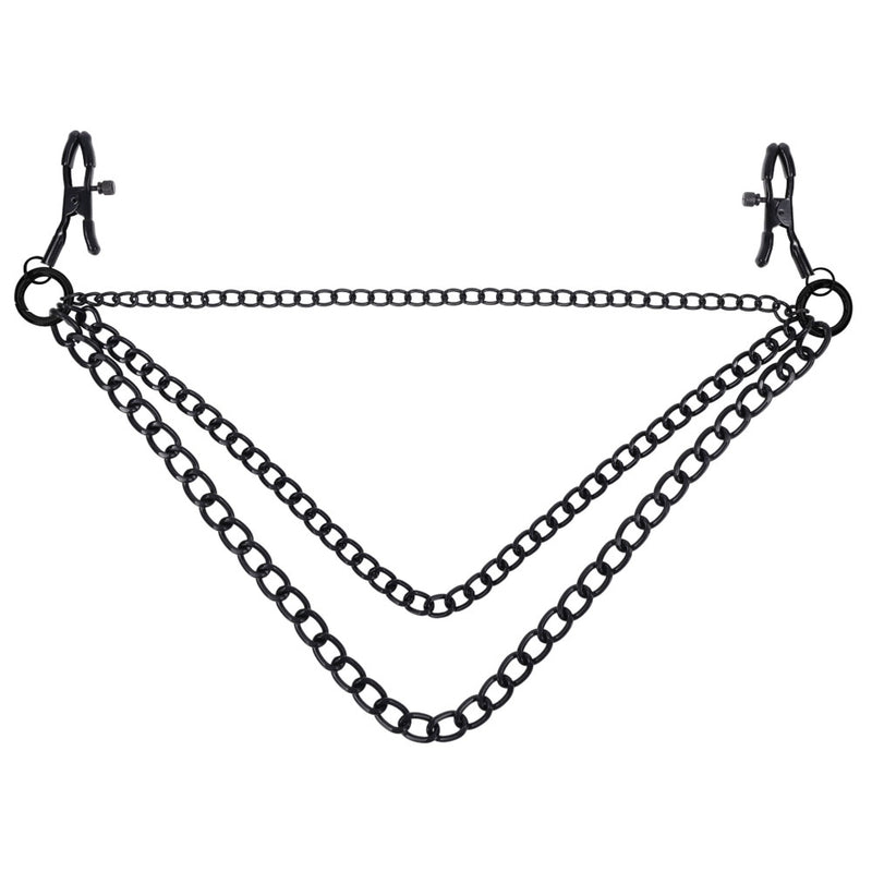 SPORTSHEETS Signature Midnight Muse exCHAINgeable Nipple Jewelry - Black Nipple Clamps with Chain