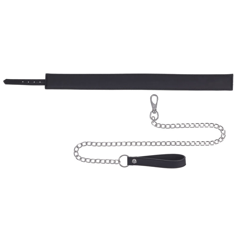 SPORTSHEETS Signature Midnight Muse Collar & Leash - Black Adjustable Restraint