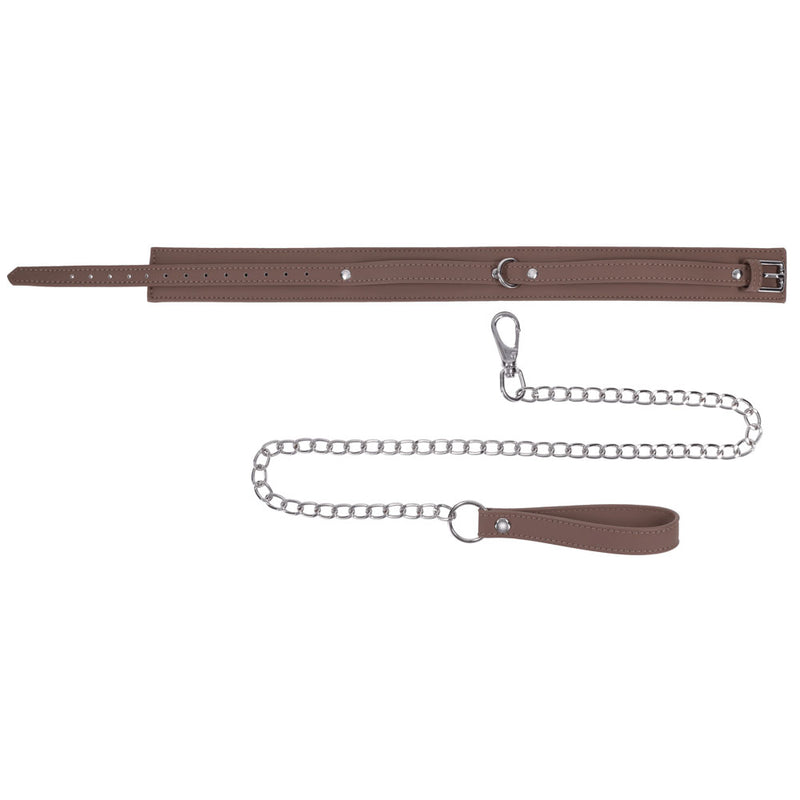 SPORTSHEETS Signature Dawn Dream Collar & Leash - Tan Adjustable Restraint
