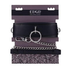 EDGE Collar & Leash - Black Neck Restraint with Heavy Duty Metal Leash