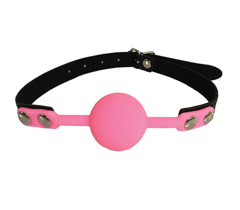 Faux leather gag with silicone ball.