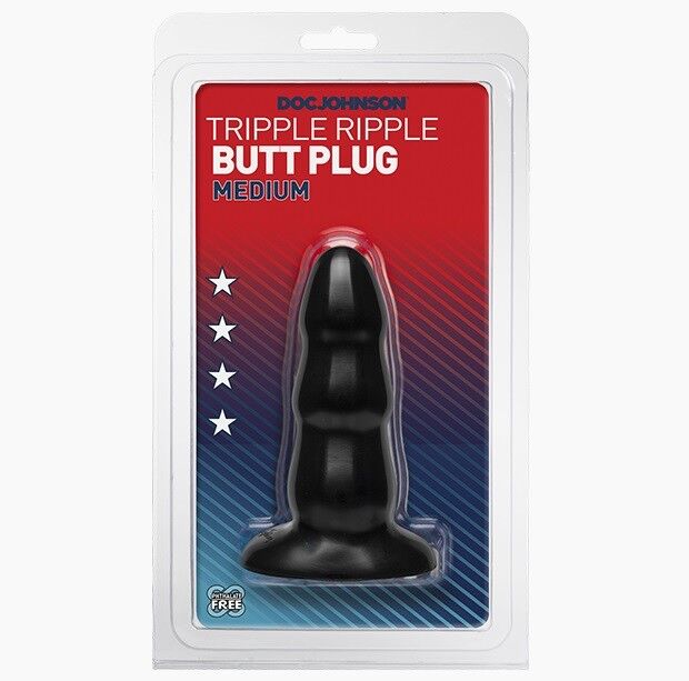 Triple Ripple Butt Plug - Medium (black)