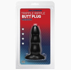 Triple Ripple Butt Plug - Medium (black)